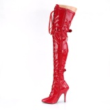 Lackleder 13 cm SEDUCE-3028 Rote overknee stiefel mit schnürung