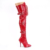 Lackleder 13 cm SEDUCE-3028 Rote overknee stiefel mit schnürung