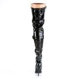 Lackleder 13 cm SEDUCE-3028 Schwarze overknee stiefel mit schnürung