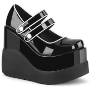 Lackleder 13 cm VOID-37 Demonia alternative plateauschuhe schwarz