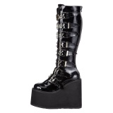 Lackleder 14 cm SWING-815 alternative plateaustiefel mit schnalle schwarze