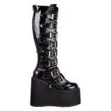 Lackleder 14 cm SWING-815 alternative plateaustiefel mit schnalle schwarze