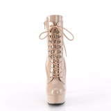 Lackleder 15 cm DELIGHT-1020 Beige high heels stiefeletten mit schnürsenkel