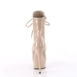 Lackleder 15 cm DELIGHT-1020 Beige high heels stiefeletten mit schnürsenkel