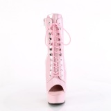 Lackleder 15 cm DELIGHT-1021 exotic platform peeptoe boots rosa