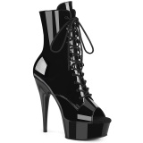 Lackleder 15 cm DELIGHT-1021 exotic platform peeptoe boots schwarz