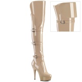 Lackleder 15 cm DELIGHT-3018 overknee lackstiefel mit schnallen beige