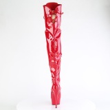 Lackleder 15 cm DELIGHT-3022 Rote overknee stiefel mit schnürung