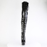 Lackleder 15 cm DELIGHT-3022 Schwarze overknee stiefel mit schnürung