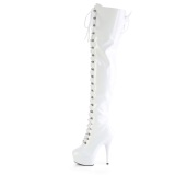 Lackleder 15 cm DELIGHT-3022 weisse overknee stiefel mit schnürung