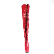 Lackleder 15 cm DELIGHT-3027 Rote overknee stiefel mit schnürung