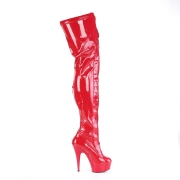 Lackleder 15 cm DELIGHT-3027 Rote overknee stiefel mit schnürung