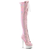 Lackleder 15 cm DELIGHT-3029 rosa overknee stiefel mit schnürung