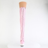 Lackleder 15 cm DELIGHT-3029 rosa overknee stiefel mit schnürung