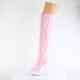 Lackleder 15 cm DELIGHT-3029 rosa overknee stiefel mit schnürung