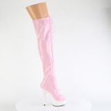 Lackleder 15 cm DELIGHT-3029 rosa overknee stiefel mit schnürung