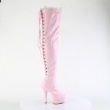 Lackleder 15 cm DELIGHT-3063 Rosa overknee stiefel mit schnürung