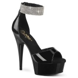 Lackleder 15 cm DELIGHT-625 pleaser high heels mit knöchelriemen