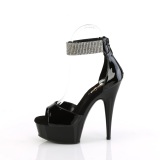 Lackleder 15 cm DELIGHT-625 pleaser high heels mit knöchelriemen