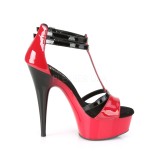 Lackleder 15 cm DELIGHT-663 T-Strap pleaser high heels mit plateau