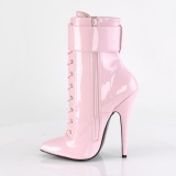 Lackleder 15 cm DOMINA-1023 Rosa high heels stiefeletten