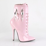 Lackleder 15 cm DOMINA-1023 Rosa high heels stiefeletten