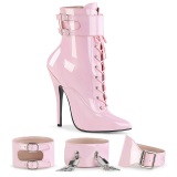 Lackleder 15 cm DOMINA-1023 Rosa high heels stiefeletten