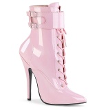 Lackleder 15 cm DOMINA-1023 Rosa high heels stiefeletten