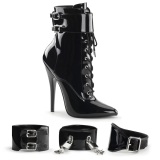 Lackleder 15 cm DOMINA-1023 Schwarze high heels stiefeletten