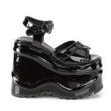 Lackleder 15 cm DemoniaCult WAVE-09 lolita plateau wedge sandaletten