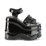 Lackleder 15 cm DemoniaCult WAVE-13 lolita plateau wedge sandaletten