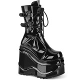 Lackleder 15 cm WAVE-150 demoniacult wedge keilstiefel mit plateau