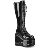 Lackleder 15 cm WAVE-200 demoniacult wedge keilstiefel mit plateau