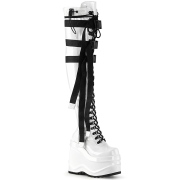 Lackleder 15 cm WAVE-315 Overknee stiefel mit wedge plateau weisse