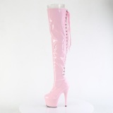 Lackleder 18 cm ADORE-3063 Rosa overknee stiefel mit schnürung