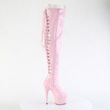 Lackleder 18 cm ADORE-3063 Rosa overknee stiefel mit schnürung