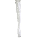 Lackleder 18 cm ADORE-3063 Weisse overknee stiefel mit schnürung