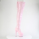 Lackleder 18 cm ADORE-3850 Rosa overknee stiefel mit schnürung