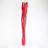 Lackleder 18 cm ADORE-3850 Rote overknee stiefel mit schnürung