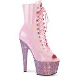 Lackleder 18 cm BEJ-1021-7 exotic platform peeptoe boots rosa