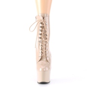 Lackleder 18 cm SKY-1020 Beige high heels stiefeletten mit schnürsenkel