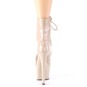 Lackleder 18 cm SKY-1020 Beige high heels stiefeletten mit schnürsenkel