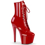 Lackleder 18 cm SKY-1020 Rote high heels stiefeletten mit schnürsenkel
