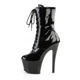 Lackleder 18 cm SKY-1020 Schwarze high heels stiefeletten mit schnürsenkel