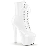 Lackleder 18 cm SKY-1020 Weisse high heels stiefeletten mit schnürsenkel