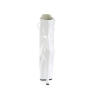Lackleder 18 cm SKY-1020 Weisse high heels stiefeletten mit schnürsenkel