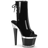 Lackleder 18 cm SPECTATOR-1018 exotic platform peeptoe boots schwarz