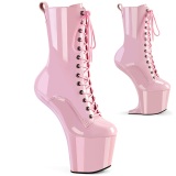 Lackleder 20 cm CRAZE-1040 Heelless ankle boots pony heels rosa