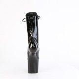 Lackleder 20 cm CRAZE-1040 Heelless ankle boots pony heels schwarze