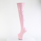 Lackleder 20 cm CRAZE-3000 Heelless overknee damenstiefel pony heels rosa